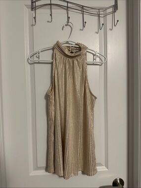 Cable & Gauge Halter Top Gold Shimmer Size Large